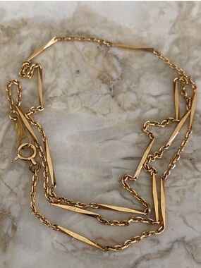 18K Yellow Gold Fancy Link 16” Chain - 3grams